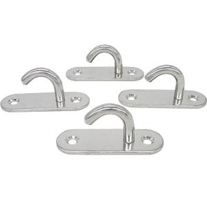 Stainless Steel Ceiling Hooks & Wall Hangers - Heavy Duty M8 Screw Mount, Rust-Proof Anchor Straps for Garage, Outdoor, Storage (4-Pack)