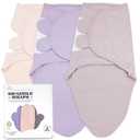 Bublo Baby Swaddles for Newborns  3-Pack Infant Swaddles 0-3 Months  Adjustable Swaddle Sleep Sack  Soft Organic Cotton Baby Wrap for Safe & Cozy Sleep (Baby Pink-Lavender)