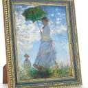 GULETHUN Vintage Gold Raised Frame with Blue Accent, 8x10 Ornate Picture Frames, Home Decor Antique Gallery Poster Photo Frames 8 by 10, Horizontal or Vertical Display