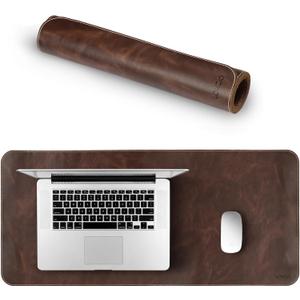 Top Grain Leather Extended Mouse Pad  Large Desk Mat for Office & Gaming, Smooth Writing Surface, Non-Slip Base, Durable & Stylish Workspace Accessory (Brown)