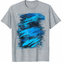 Abstract Blue and Grey Dynamic Splatter T-Shirt, Size L