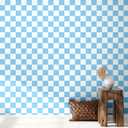 Drydiet Blue Checkered Peel and Stick Wallpaper Gingham Plaid Funky Checkered Contact Paper Waterproof Vintage Wallpaper Checkerboard Decor for Bathroom Cabinet(15.75'' x 118")