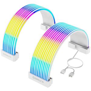 Sirlyr RGB LED Strips for PSU Cables - ARGB Lighting Sleeves for Power Supply Cable Extensions, Flexible PC Case Light Kit for GPU & Motherboard Wires 8 pin PCIE/12VHPWR,24 Pin ATX