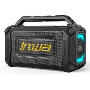 Inwa Portable Bluetooth Speakers Compatible with DeWalt 20V/FLEXVOLT & Milwaukee M18 Battery, 60W Outdoor Jobsite Wireless Speakers, Loud Boombox with RGB Lights & Aux for Work/Workshop/Garage(Black)