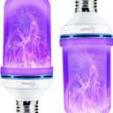 LED Flame Effect Light Bulb, 4 Modes E26 Base Fire Light Bulbs with Gravity Sensor (Purple-2Pack)