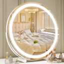 ROLOVE Makeup Mirror with Lights, 18 Inch Vanity Mirror with Lights, Lighted Makeup Mirror, Smart Touch Control Round Lighted Vanity Mirror, Tabletop  Desk Mirror, Gifts for Women, Wife, Mom, Girls (White)