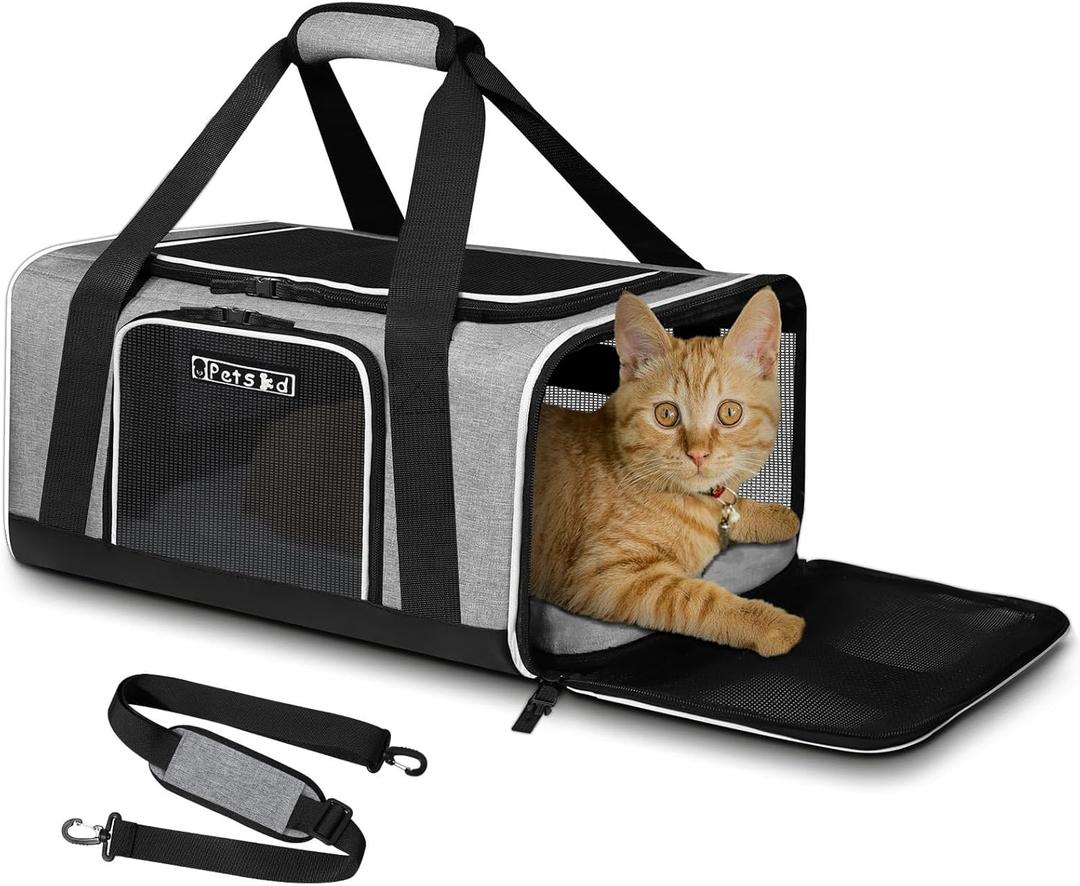 Petskd Pet Carrier 17x12x8.5 JetBlue Allegiant Airline Approved, Pet Travel Carrier Bag for Small Cats and Dogs, Soft Dog Carrier for 1-8 LBS Pets, Dog Cat Carrier with Safety Lock Zipper(Grey)