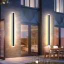 2 Pack 23.6INCH Long Outdoor LED Wall Lights,18W Waterproof IP65 Warm White led Wall Light Rectangular Black Wall Light,led Porch Lights Outdoor Wall Elegant Frosted White Acrylic Anti Rust