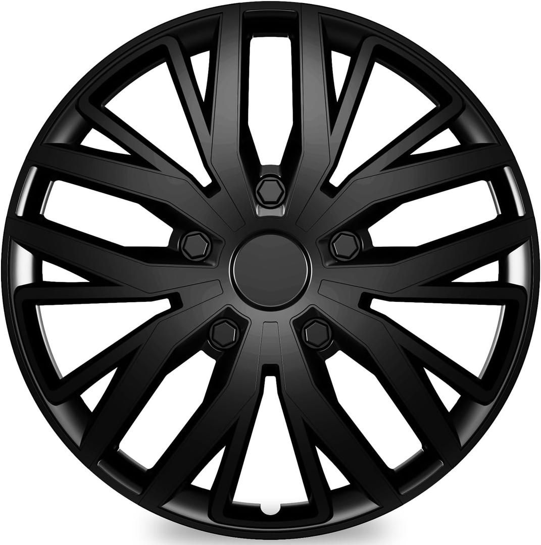 TangMiGe 4 Pack Universal Hubcaps Replacement R16 Wheel Covers, Steel Wheel Rim Cover for Most Cars Sedans SUV Trucks, 16" 16 in inch Hub Caps (Bright Black Color, 16 inch)