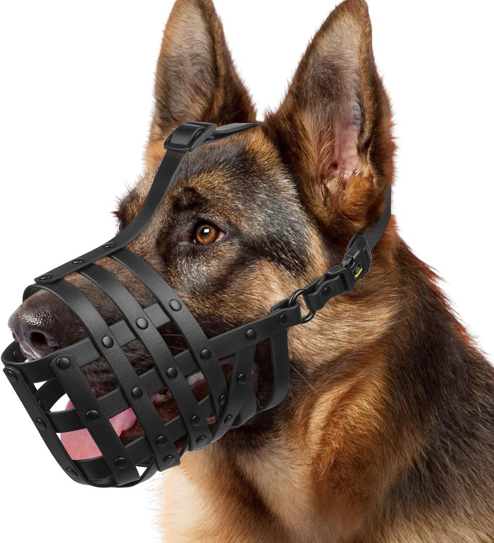 Mayerzon Dog Muzzle for Medium Large Dogs, Humane Basket Muzzle, Soft & Lightweight & Adjustable | Anti Biting Chewing Eating, Suits Training Walks Grooming Vet Visits, Drink & Pant Easily (Black, L)