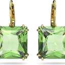 SWAROVSKI,Millenia Drop Earrings,Square Cut,Green Crystal,Gold-tone Finish