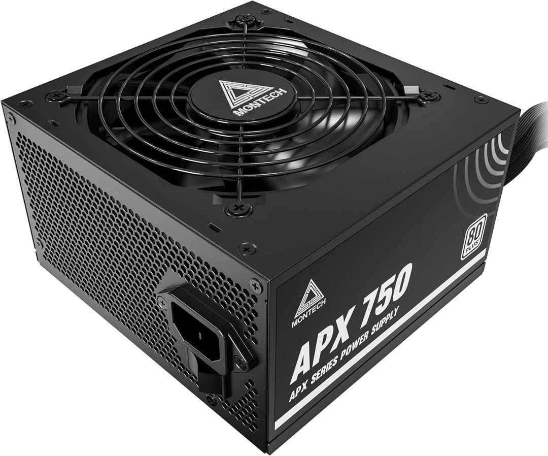 MONTECH APX 750W-Non-Modular Power Supply-80 Plus White Certified-Intel ATX12V-DC-to-DC Converter Technology- Flat Cable Design to Enhance Thermal efficiency-120mm Fan (APX 750W)