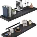 Lufia Floating Wall Shelves, Set of 2, MDF with Invisible Brackets, Modern Storage for Bedroom, Bathroom, Living Room, Kitchen (Black, 24" W x 7" D x 1.5" H (2 Pieces))