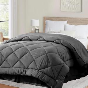 Cozynight Soft King Size Comforter Duvet Insert-Down Alternative Comforter with Corner Tabs-Breathable & Machine Washable Diamond Stitching Dark Gray Comforter, Size King: 106"x92"