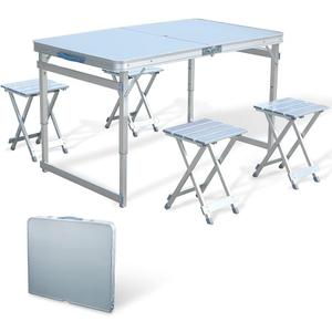 Folding Picnic Table, Aluminum Foldable Table, Standard, 48"D x 23.6"W x 27.5"H