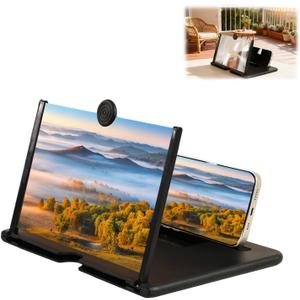 Screen Magnifier Version,3D HD Mobile Phone Magnifier Screen for Movies,Videos and Gaming,Foldable Screens Amplifier Stand,Compatible with All Smartphones(Black, 10 inch)