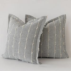LANANAS Decorative Throw Pillow Covers 18x18 Set of 2 for Couch Sofa Bed Living Room Neutral Farmhouse Boho Modern Accent Home Decor Cushion Covers (Light Grey, 18x18 Inch)