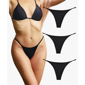 KUKU PANDA Cotton Thongs for Women Sexy Seamless Woman G String Panties 3 Pack Set S