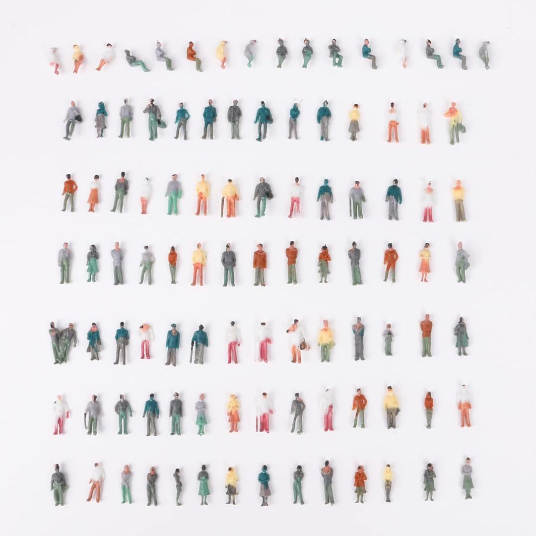 100PCS 1/100 Painted Figures Tiny People Model Painted Figures People Figure Layout Plastic