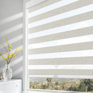 AOSKY Cordless Zebra Blinds for Indoor Windows, 40" W x 72" H, Linen Cream