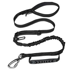 Heavy Duty Dog Leash for Medium Large Dogs,4-6FT Shock Absorbing Bungee Tactical Dog Leash with Control Padded Handle and Car Seatbelt, Reflective Lead for Walking Training,Black