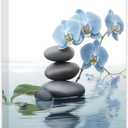 CCWACPP Zen Wall Art Spa Stone and Elegant Blue Orchid Flower on the Water Picture Canvas Prints Artwork Relax Zen Spa Meditation Room Decor (16x24inch)