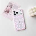 NITITOP Compatible for iPhone 17 Pro Max Case Cute Clear Hibiscus Floral Flower Pattern for Women Girls Color Frame Slim Shockproof Durable Protective Phone Cover - Pink