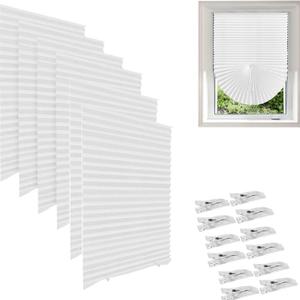 6PCS Temporary Light Filtering Paper Shades for Windows,Pleated Window Shades Fabric Shade Self Adhesive Paper Blinds No Drill Easy to Cut and Install for Home Office Bedroom 36 x 72White