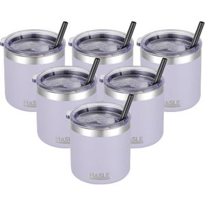 HASLE OUTFITTERS 10oz Insulated Tumblers with Lid and Straw,Stainless Steel Tumbler Travel Coffee Mug,Double Wall Reusable Tumbler Cup for Iced and Hot Drinks(Purple,6 Pack)