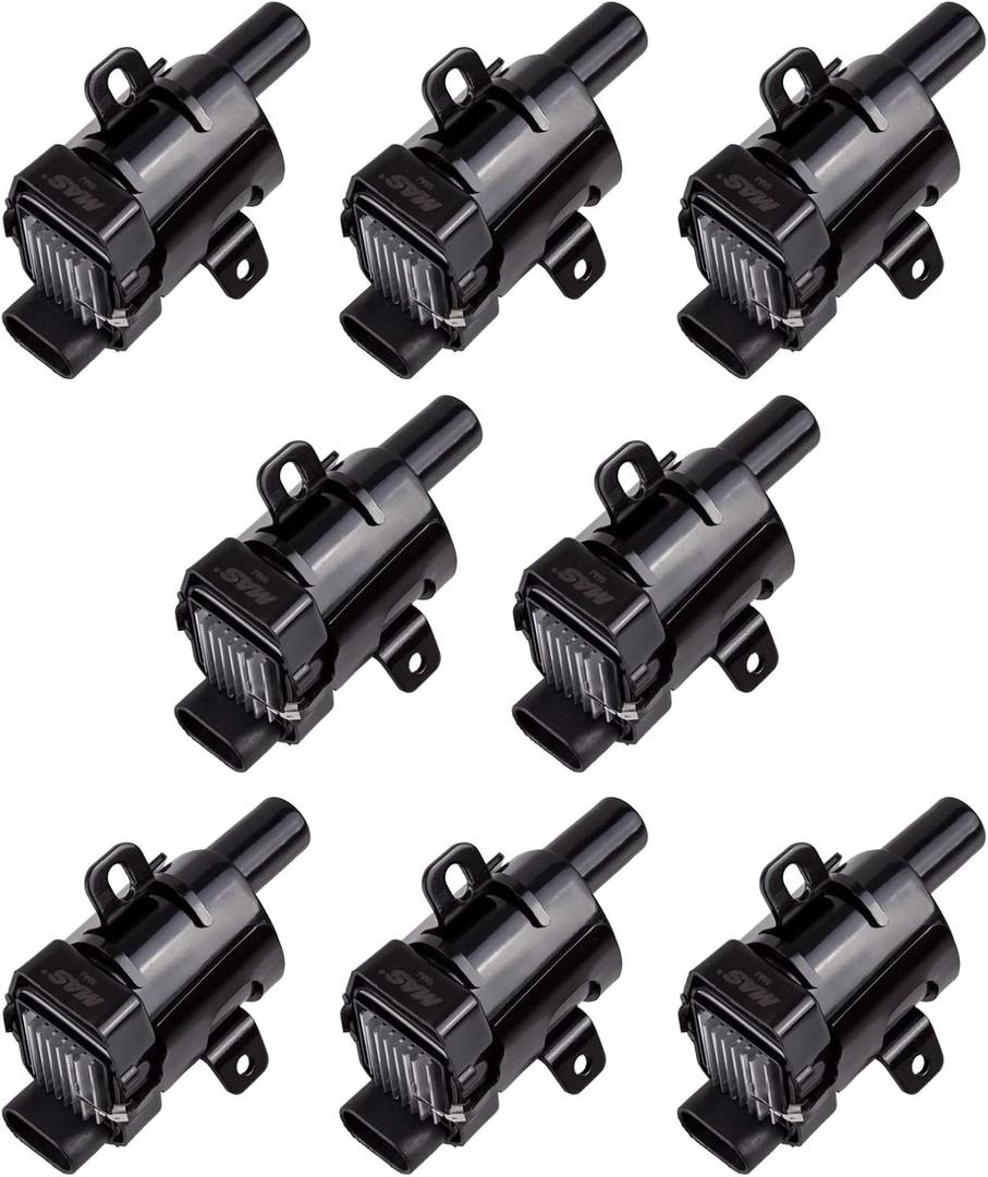 MAS Set of 8 Round Ignition Coils Pack Compatible with Chevy GMC Silverado 1500 2500 Tahoe Suburban Express Sierra Savana Yukon XL Escalade V8 Replacement For D585 C1251 19005218 UF262