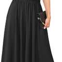 Newshows Womens 2025 Summer Drawstring Cap Sleeve Boat Neck Smocked Casual Vacation Outfits Vestidos Midi Dress (Black, S)