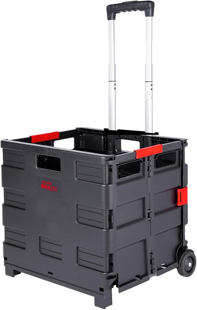 JJRING Folding Rolling Crate, Portable Utility Cart, Collapsible Handcart Shopping Trolley, Rolling Crate with Wheels for Teacher, Grocery, Office and Luggage JJRING Folding Rolling Crate, Portable Utility Cart, Collapsible Handcart Shopping Trolley, Rolling Crate with Wheels for Teacher, Grocery, Office and Luggage