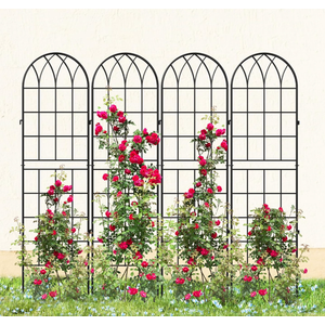DoCred 4 Pack Garden Trellis for Climbing Plants, 59 Inch Metal Plant Trellis for Plant Support, Large Decorative Outdoor Trellis for Climbing Vegetable Flower Rose Vine Cucumber, Black