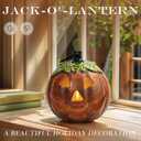 Cast Iron Jack O Lantern Candle Holder, Lighted Pumpkin Decor for Outside, Faux Pumpkin Lantern for Porch, Patio & Tabletop Halloween Decoration