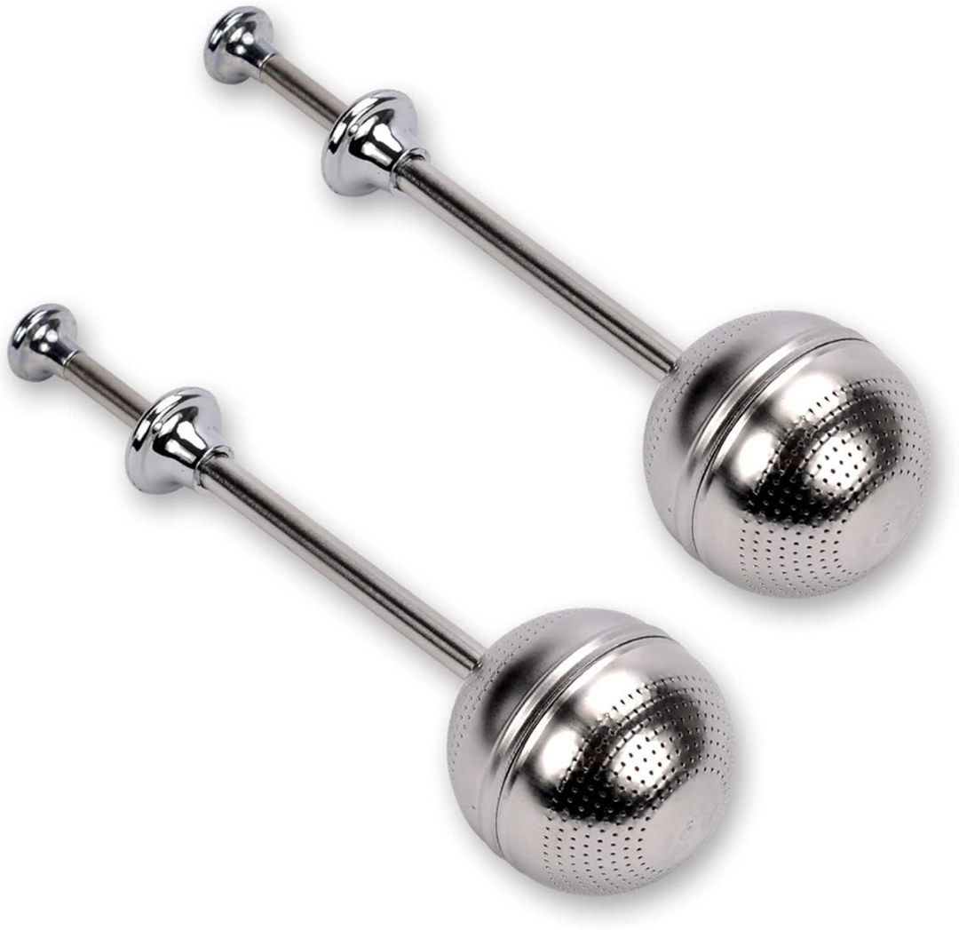 2PCS Tea Infuser Strainer Stainless Steel Mesh Balls with Chain Hook Lid for tea