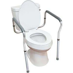 Carex Toilet Safety Rails, Adjustable and Detachable Toilet Safety Frame with Handles for Elderly, Handicap, or Disabled, Heavy-Duty Non-Slip Bathroom Grab Bar, with Padded Handles and Aluminum Frame