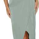 Halfisland Womens Summer Satin High Neck Sleeveless Wrap Dress Elegant Mock Neck Tie Waist Cocktail Formal Dresses (Small, Sage)