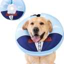 Inflatable Dog Cone Collar,Waterproof Soft Dog Donut Cone for Small Dogs Cats, Recovery Pet E-Collar Alternatives After Surgery (Suit Blue, Small)