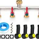 Brass Garden Hose Splitter Outdoor Frostproof Faucet Splitter 4-Wayheavy Rustproof Faucet Manifold, Silver, T-4-4