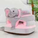 Baby Seat for 3-24 Month, Infant Back Support Floor Chair, Plush Cartoon Animals Baby Sofa, Toddler Floor Seater for Sitting Up, Portable Activity Seat for Babies (Elephant)