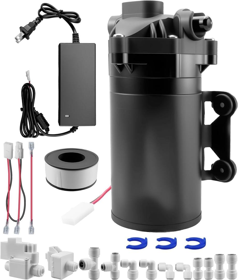 Water Booster Pump for 200GPD Home RO System, Water Filtration System High Pressure Pump with Auto On/Off Switch, Easy Installation Kit for Reverse Osmosis Systems