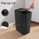TIPGO Bathroom Trash Can with Lid, 4 Gallon / 15 Liter Small Garbage Can, Press Top Bin, Plastic Wastebasket with Pop-Up Lid for Bedroom, Living Room, Office (Black)