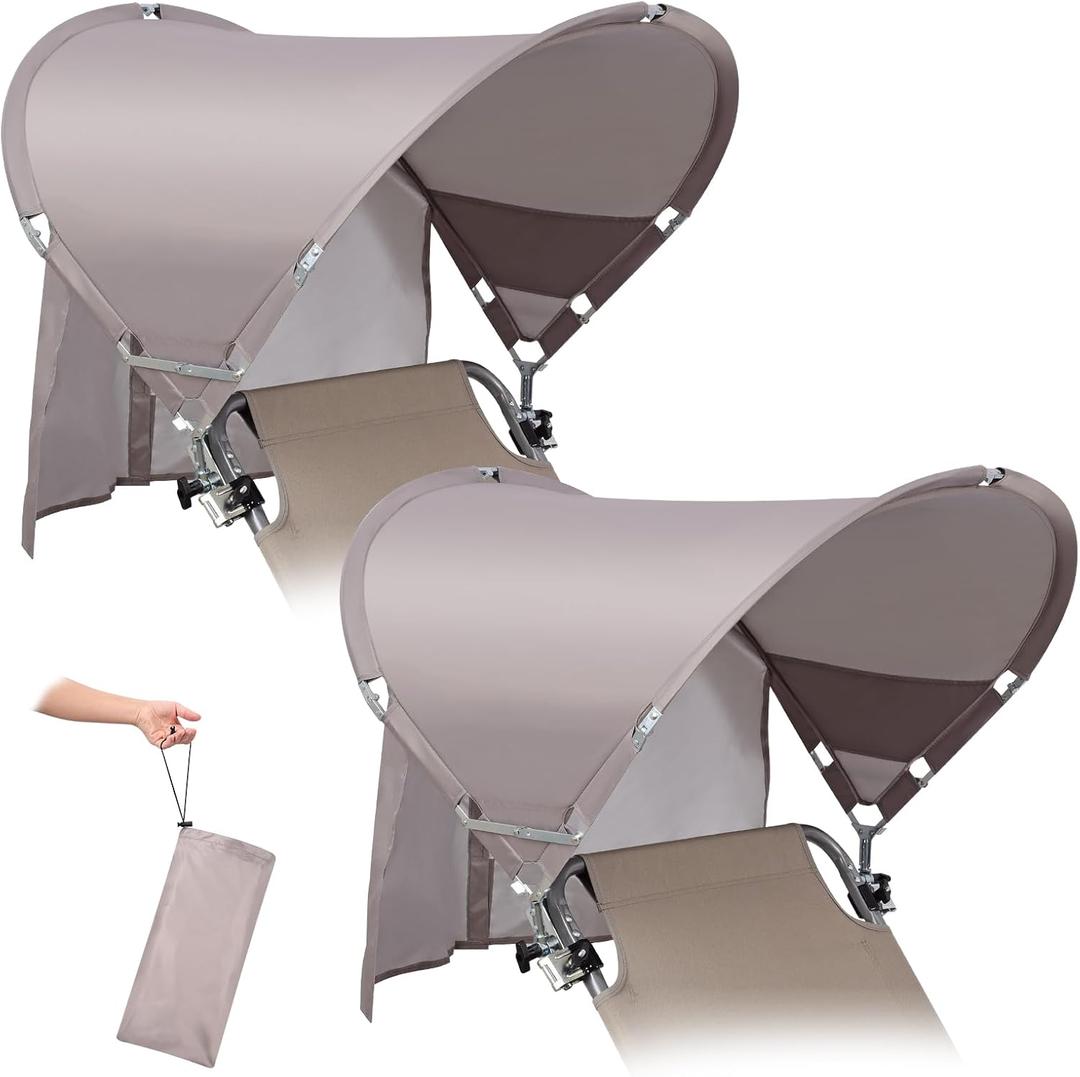 XL Universal Wind-Resistant Chair Umbrella Canopy, Extra Large Foldable UPF 50+ Sun Shade Attachment with Adjustable Clamp, Fits Most Beach, Camping, Lawn, Zero Gravity Chairs, Wheelchairs, 2 Pack