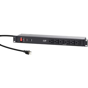 Monoprice 14 Outlet Metal Surge Protector - 1U Rackmount, Power Distribution Unit, 6 Feet Cord, 1050 Joules