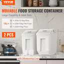 VEVOR Ingredient Storage Bin, 2 x 15L Dispenser Bin with 2 Measuring Cups, Attachable Casters and Airtight Lid, 2 Pcs/Set Dog Pet Food Storage Container, PP Material Kitchen Rice Cereal Flour Bin