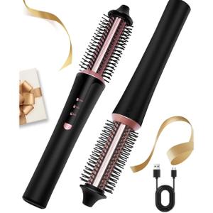 UKLISS Cordless Curling Brush,4000 mAh USB Cordless Hair Curler with 3 Temp Setting Mini Travel Curling Iron Rechargeable, Ceramic Battery Powered Curling Iron