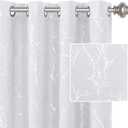 H.VERSAILTEX White Curtains for Bedroom Foil Print Twig Tree Branch Thermal Insulated Grommet Curtain Drapes Light Blocking Thick Soft Window Curtains for Living 52 x 84 Inch, 2 Panels, Pure White
