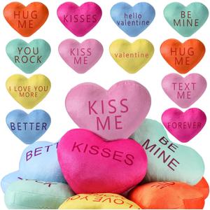 12 Pcs Valentine's Day Plush Throw Pillow Conversation Heart Pillow Galentine Love Heart Stuffed Toy for Living Room Car Valentine's Day Gifts Supplies Decoration(5 Inch)