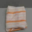 FRAMICS Farmhouse Linen Kitchen Curtains 36 Inch Length Orange Striped Short Curtain for Windows Boho Crochet Small Window Curtains for Kitchen Rod Pocket Tier Curtain for Bathroom, Cafe, 2 Panels