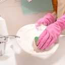 Rubber Kitchen Dishwashing Gloves - 4 Pairs Colorful Reusable Household Cleaning Gloves for Washing Dishes and Cleaning Tasks, Flexible Long-lasting and Non-Slip (Medium, Blue+Pink+Yellow+Red)